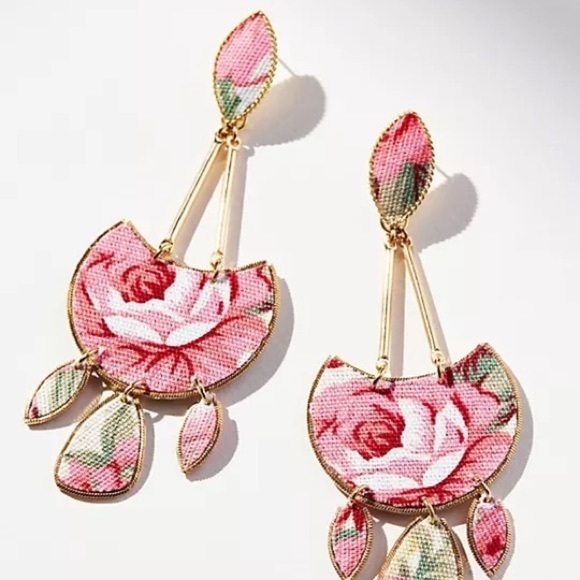 Anthropologie Floral Abstract Earrings - Picture 1 of 4